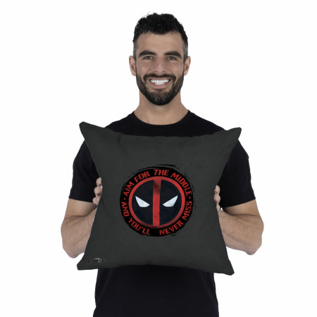 Deadpool Marvel Aim for the Middle Printed 18" Throw Pillow